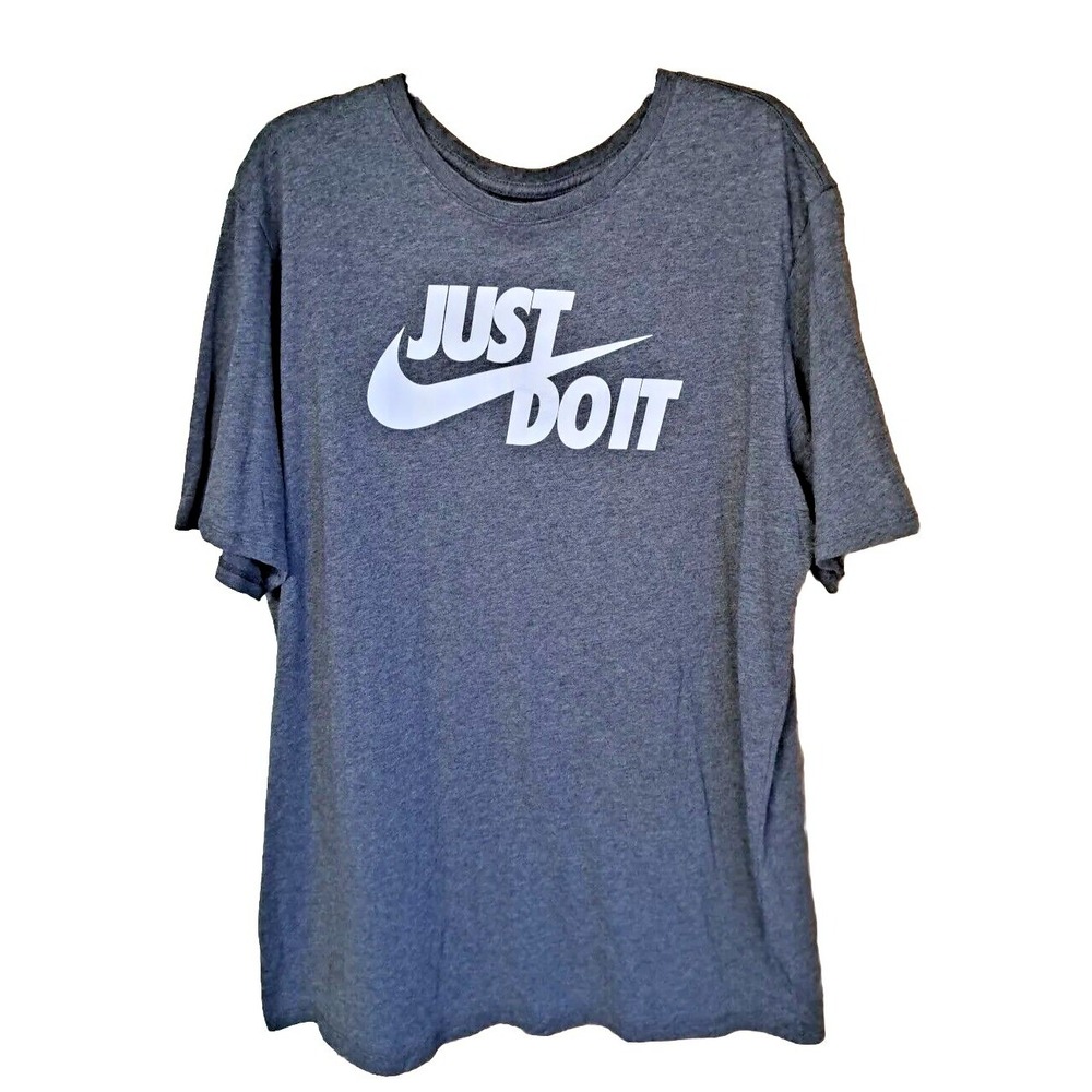 The Nike Tee Just Do It Gray Short Sleeve T Shirt Mens Size XXLT‎ Pre-owned